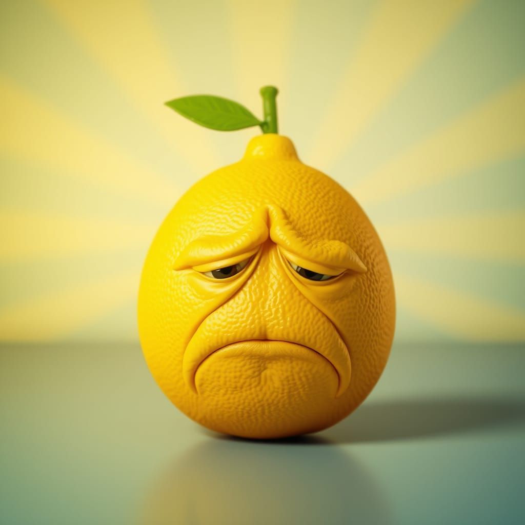 Sorrowful Lemon in Vibrant, 3D Environment