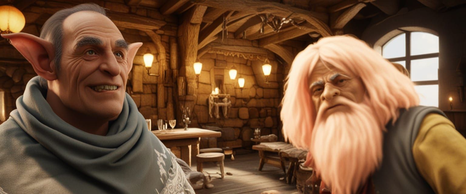 Medieval Fantasy Tavern Scene in Photorealistic Hyperrealism