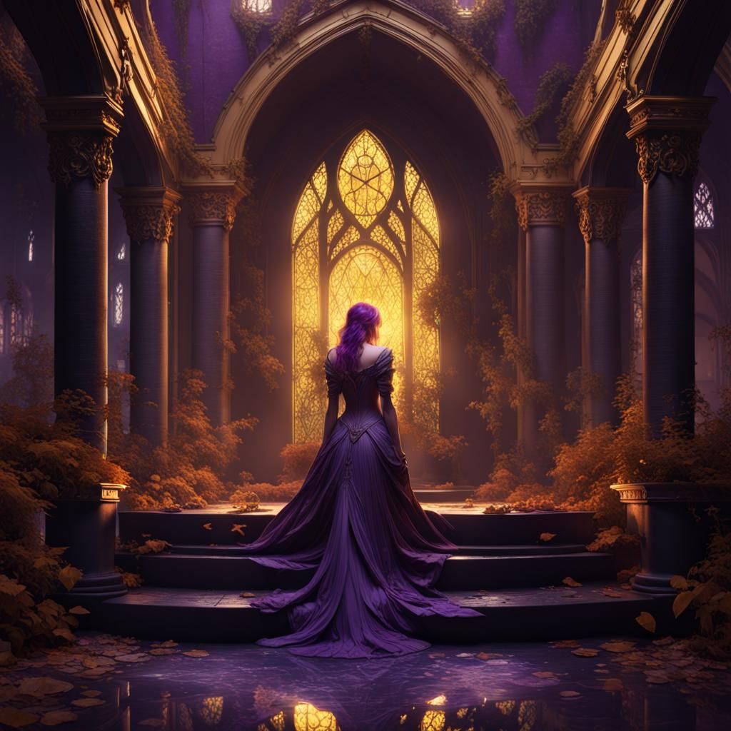 Dark Fairytale Concept Art in Purple and Yellow