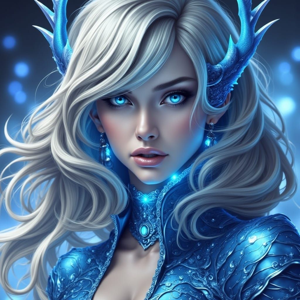 Alluring Cyberpunk Figure with Metallic Eyes