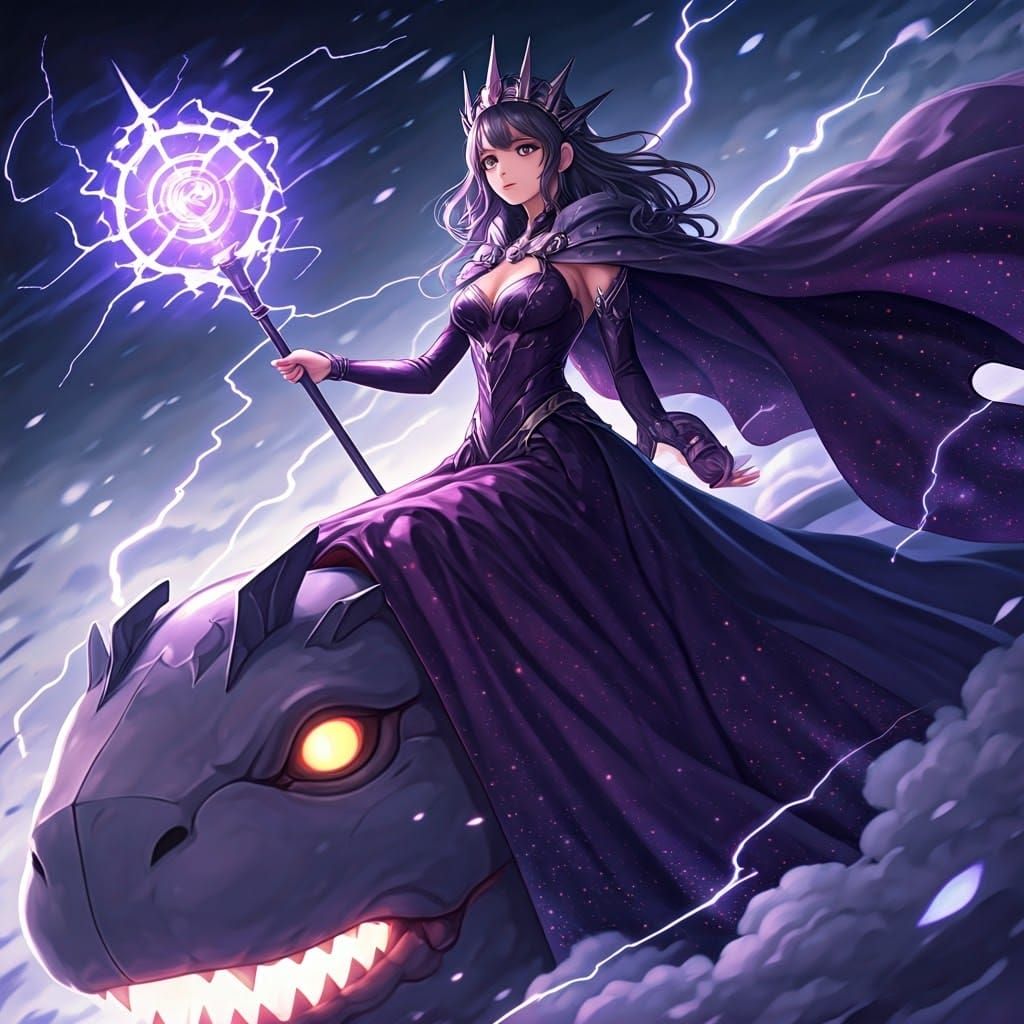 Anime Thunder Queen on a Cloud