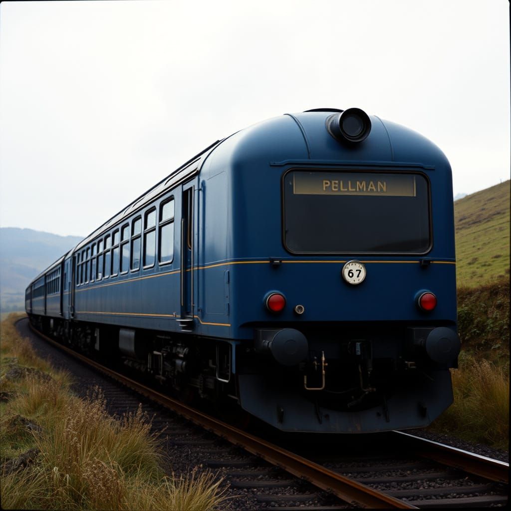 1950s Blue Pullman Train in Leeds Hills