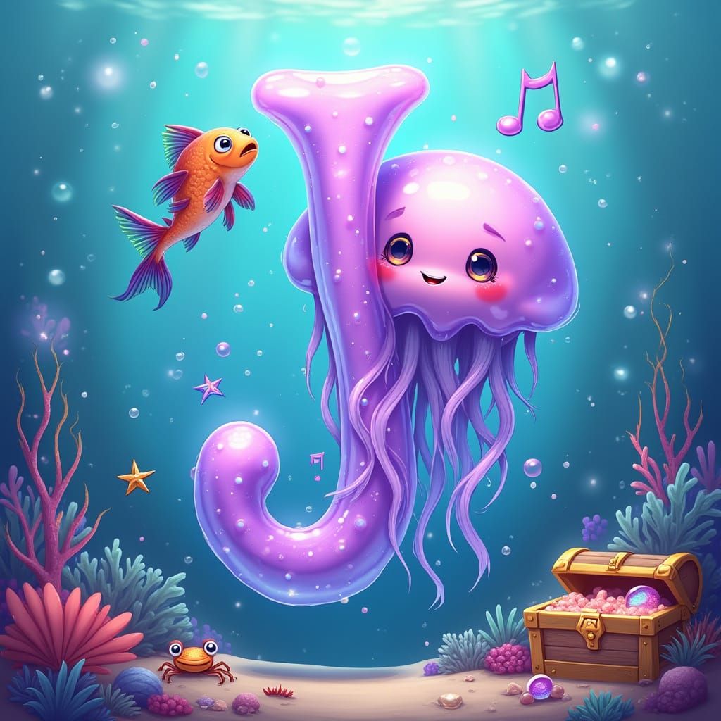 Underwater Wonderland with Wavy J and Jellyfish in Vibrant D...