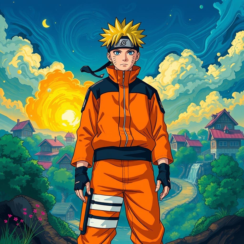 Naruto in Hidden Leaf Village, Superflat Art Style