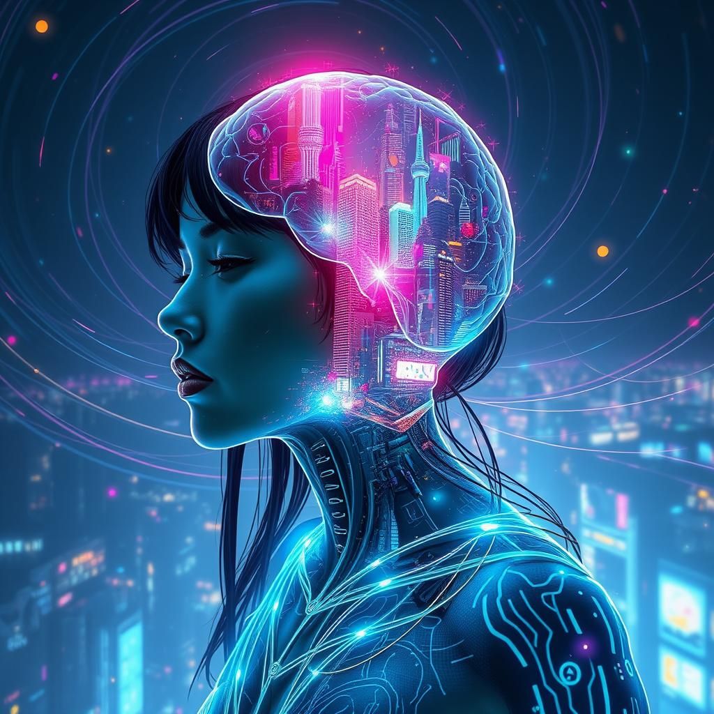 Cyberpunk Mindscape: Neon Dreams of a Digital Future