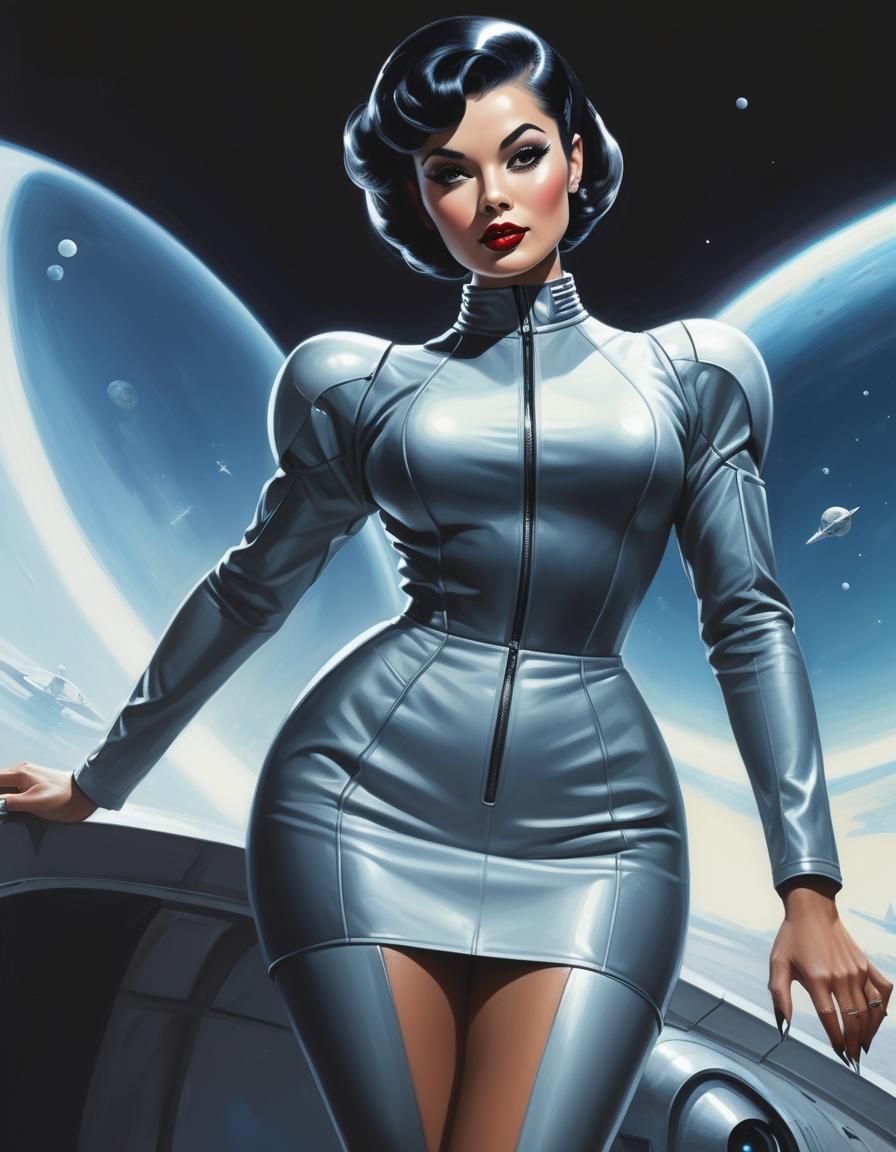 Barbara Luna Retro Sci-Fi Pinup Digital Painting