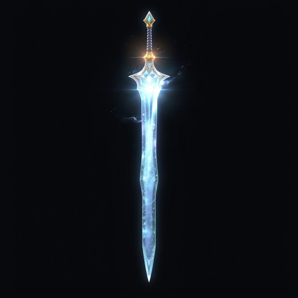Sword of Celestial Energy in Glowing Translucent Metal