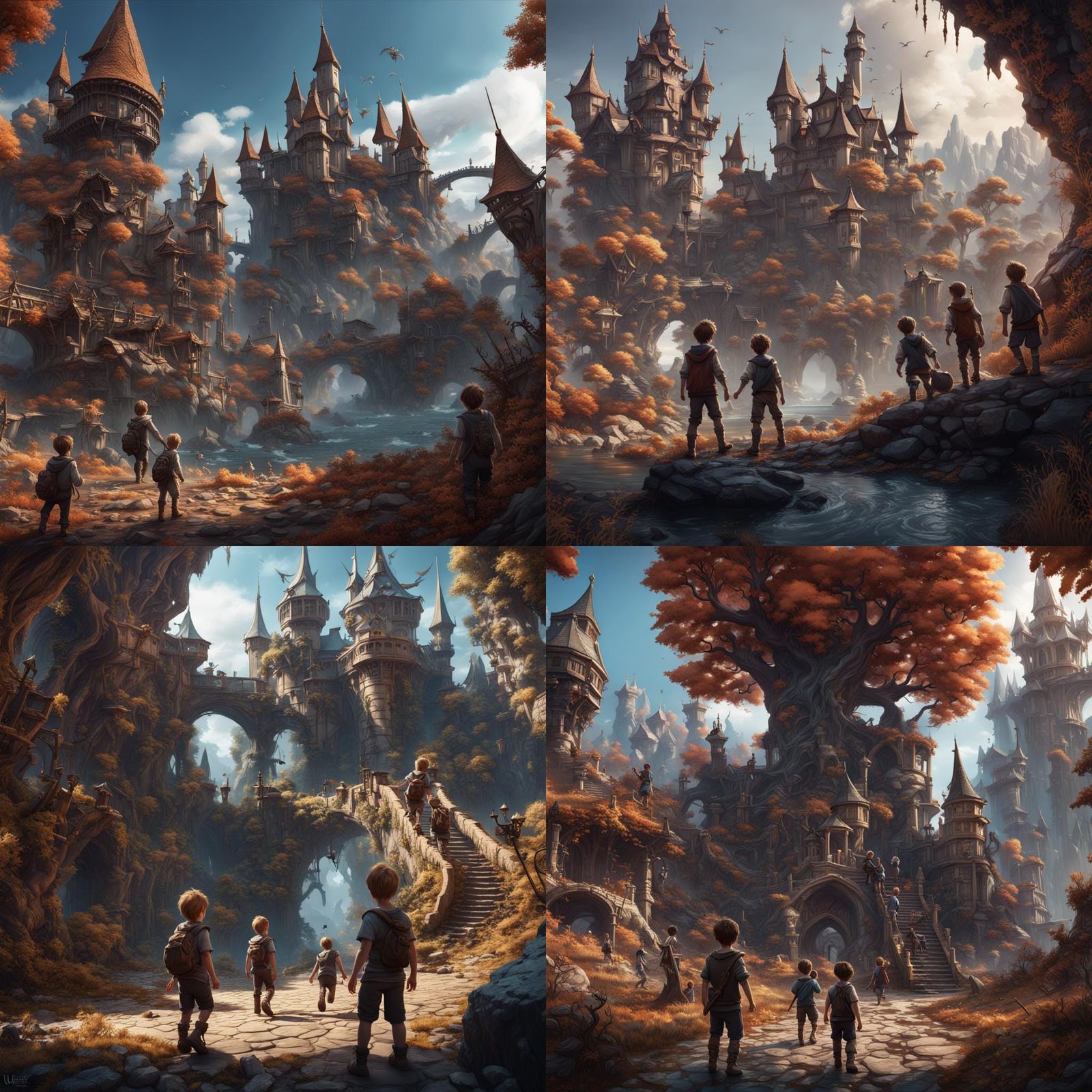 Fantasy World: Children's Game in Detailed Matte Painting