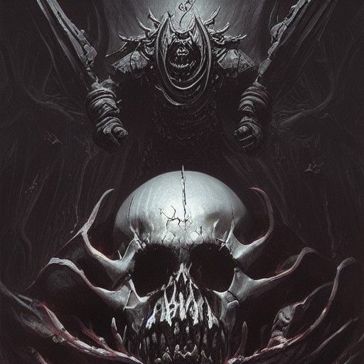 Terrifying Skull Knight in Dark Fantasy Style