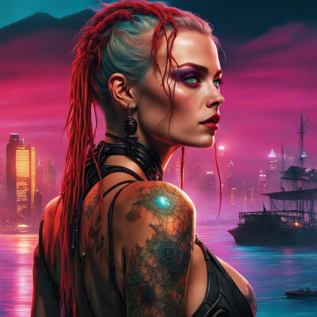 Fantasy Island Kiss in Cyberpunk Style