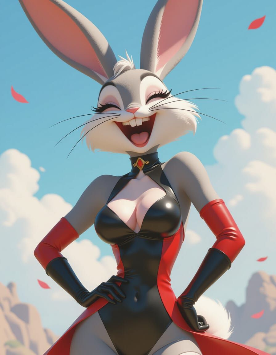 glamorous lola bunny realistic cartoon laughing in the face of danger By artist "anime", 3d anime art, inspired by WLOP,...