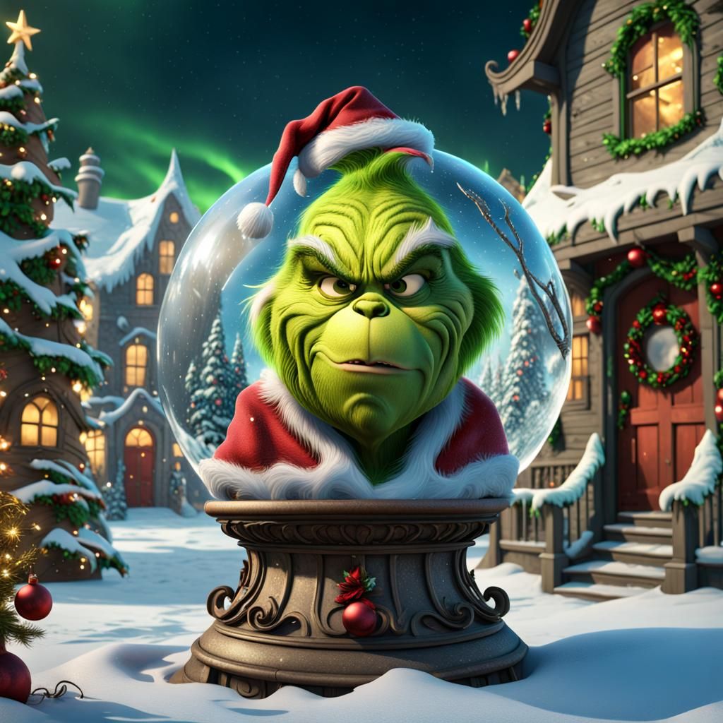 Grinch Christmas Globe: Detailed Matte Painting