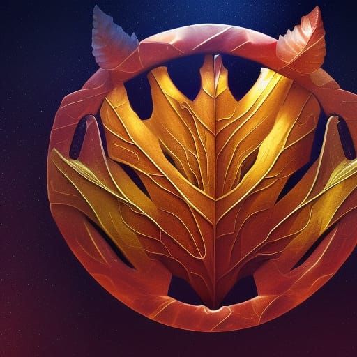 Sci-Fi Oak Leaf Logo in Detailed Matte Style