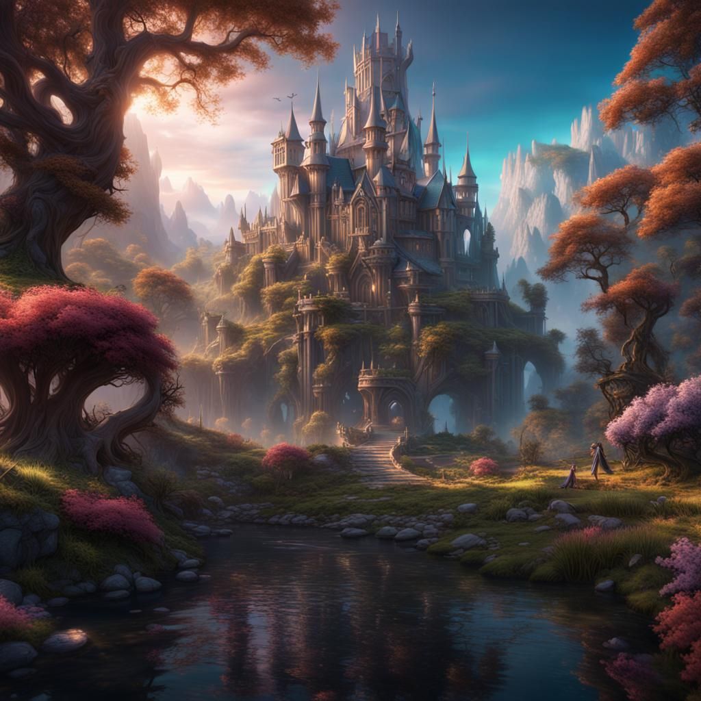 Magically Enchanted Realm: Detailed Matte Painting