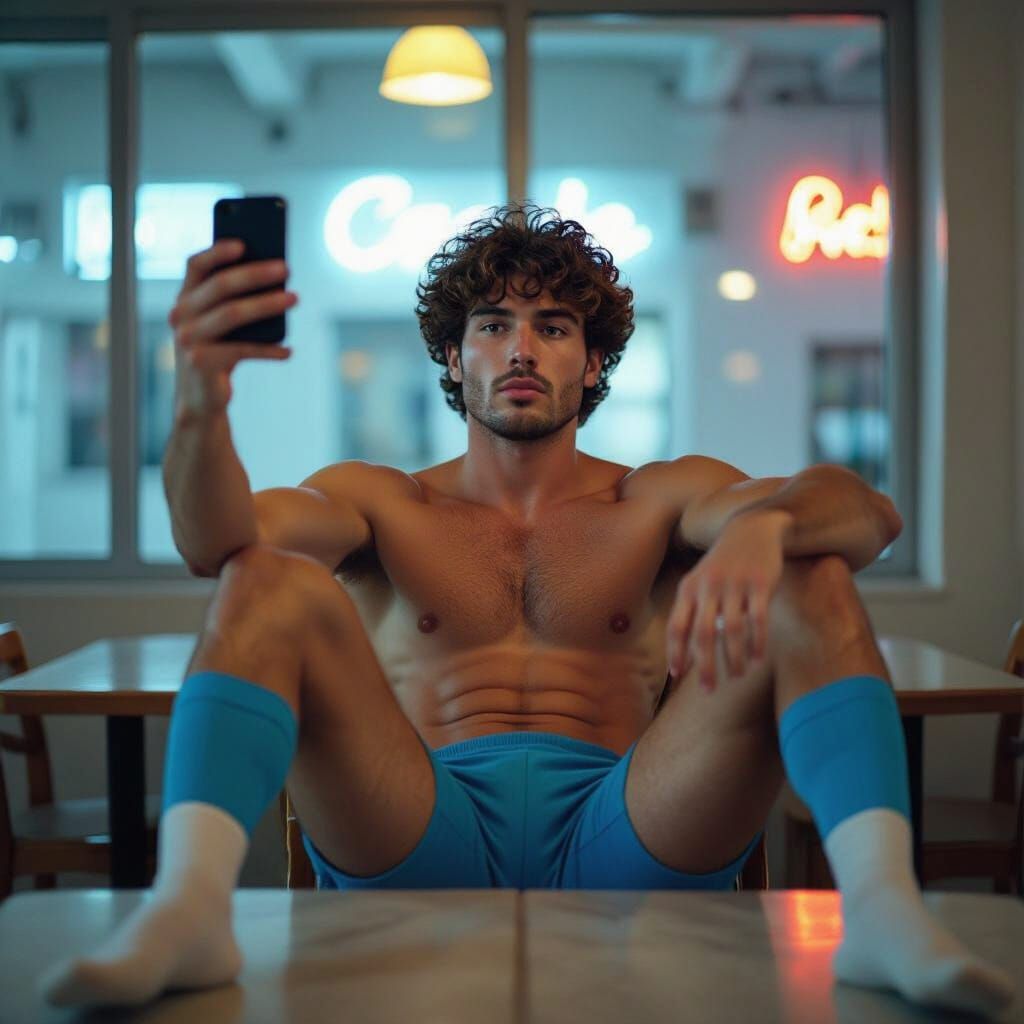 Italian Man Taking iPhone Selfie with Motion Blur