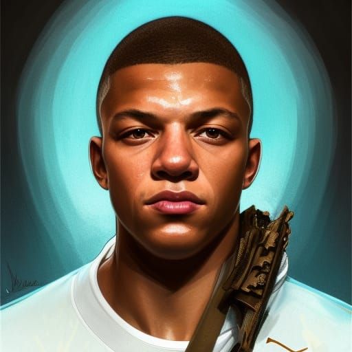Mbappe Portrait in Hyperdetailed Artstation Style
