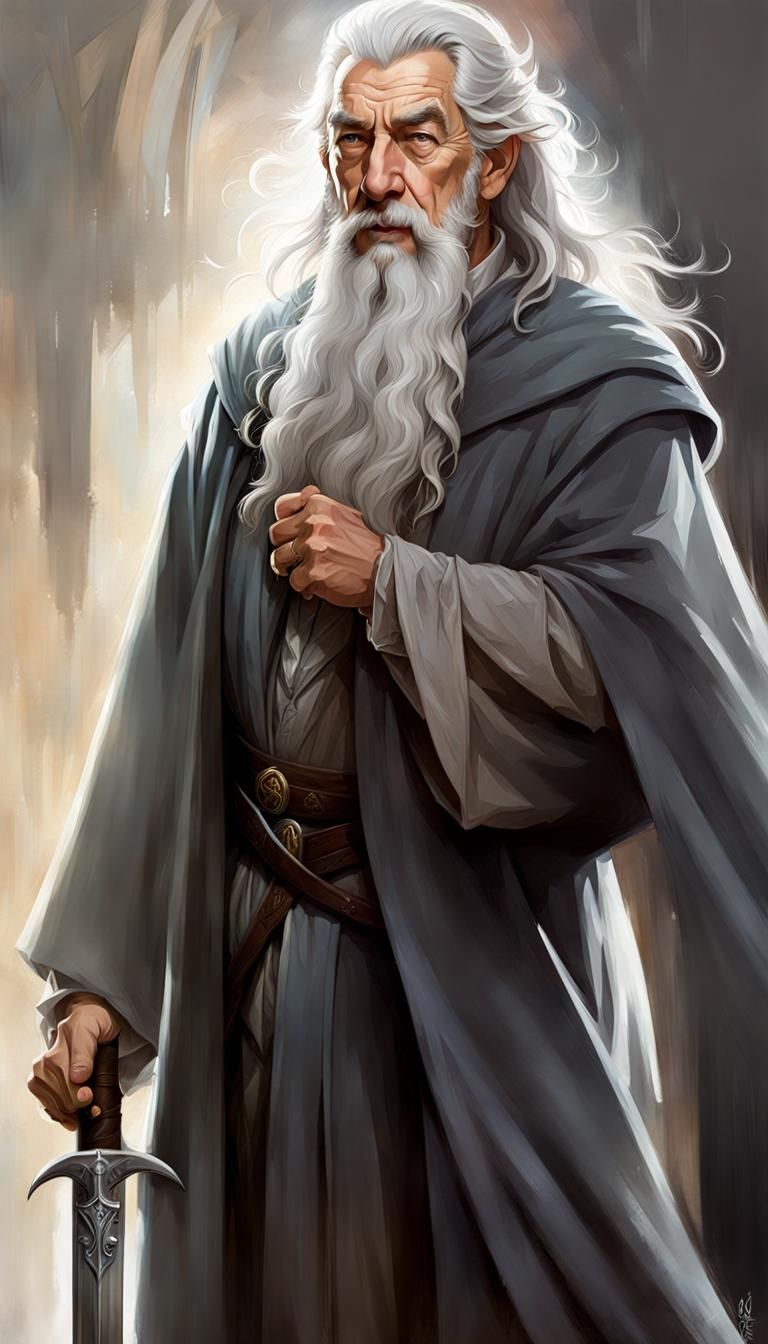 Gandalf the Grey Portrait in Digital Painting Style