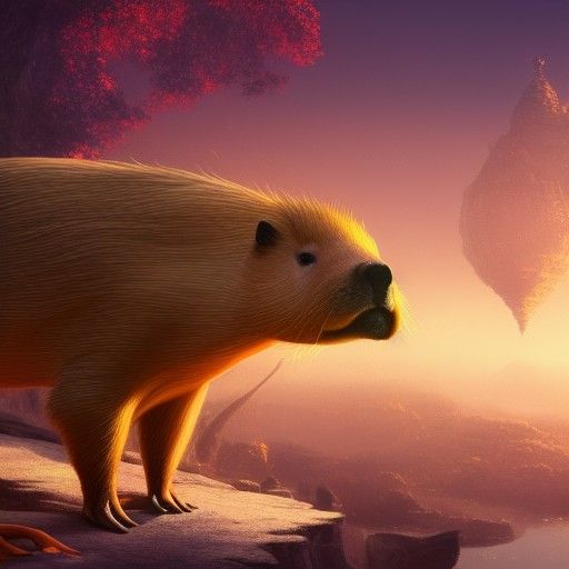 Detailed Matte Painting of a Capybara