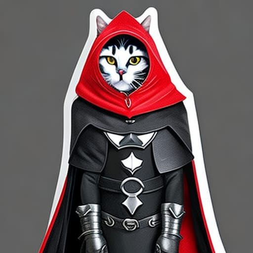 Armored Black Cat in Red Cloak