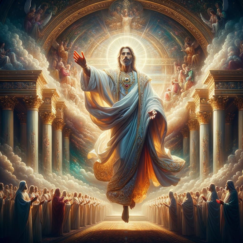 Religious Figure in White Robe: Digital Matte Painting