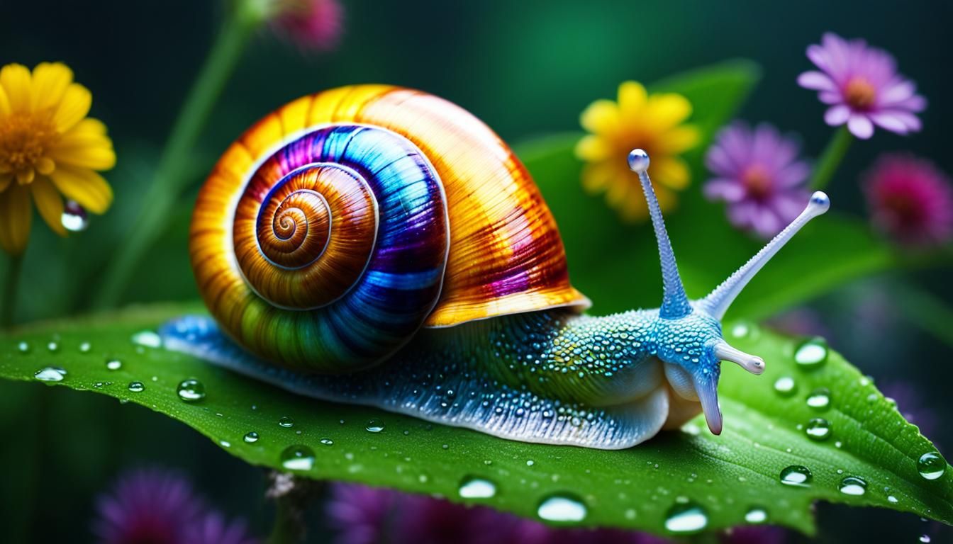 Snail with shiny shell,