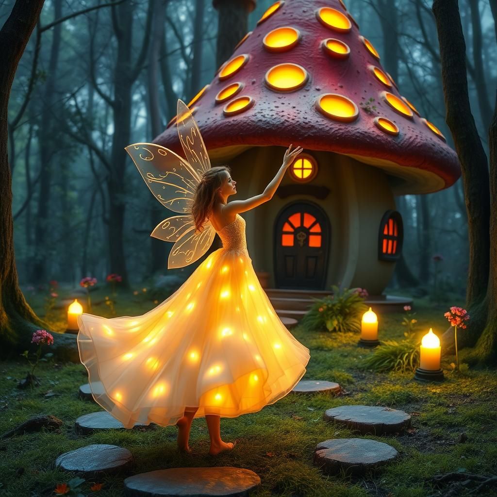 Fairy Dances in Bioluminescent Forest