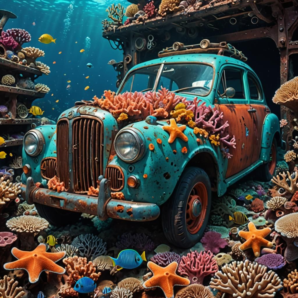Coral Reef Transforms a Forgotten Car