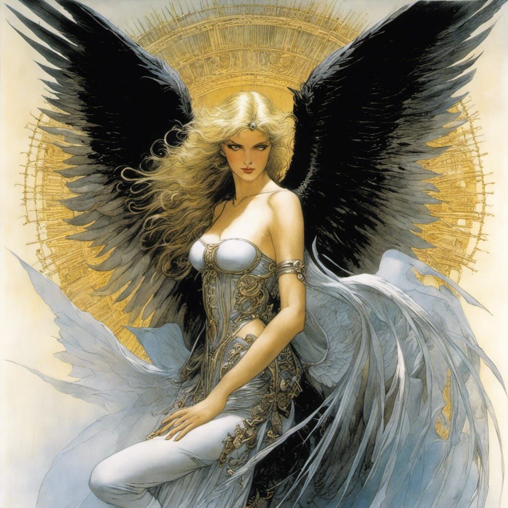 Surreal Angel in Art Nouveau Style