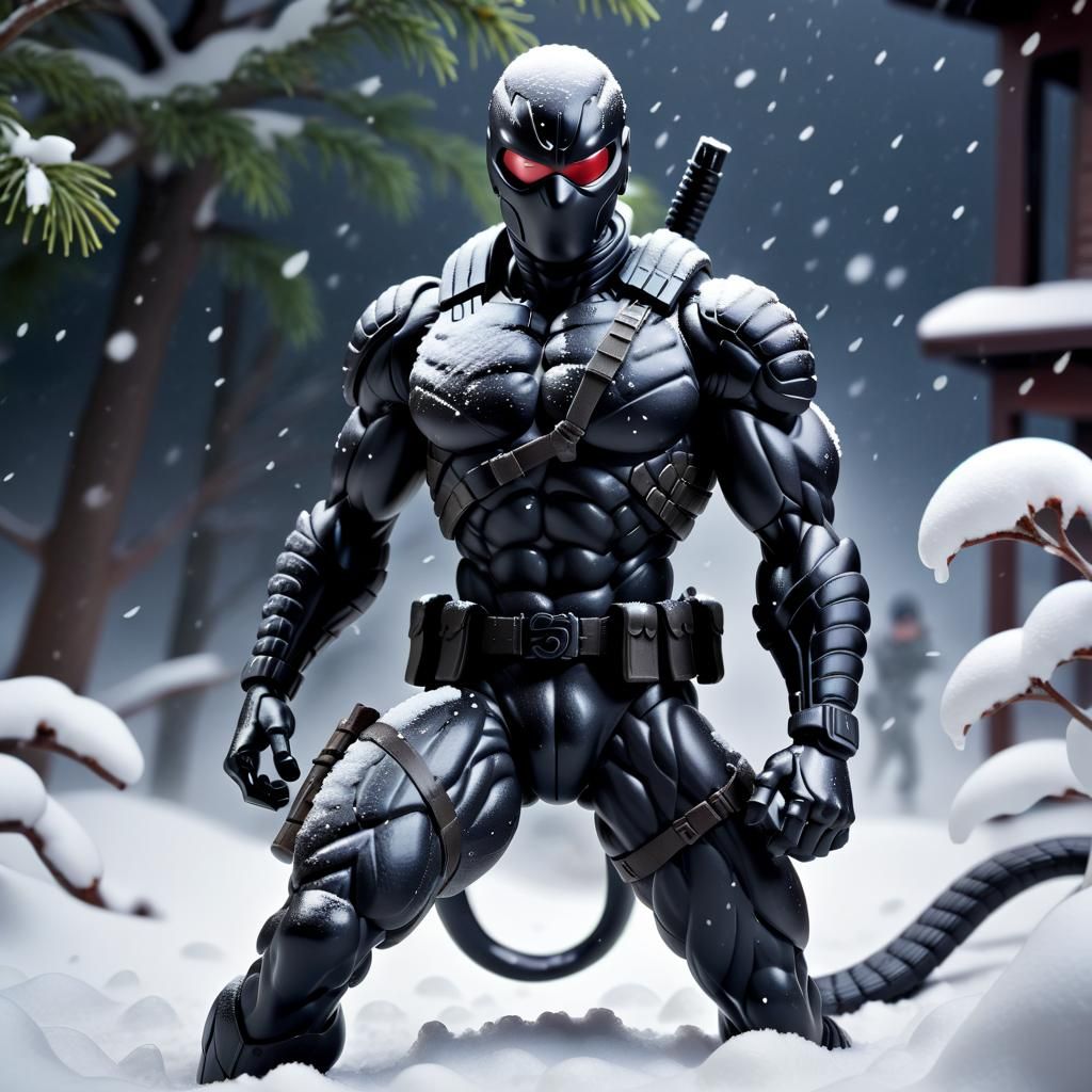 Snake Eyes Action Figure Diorama in Snow