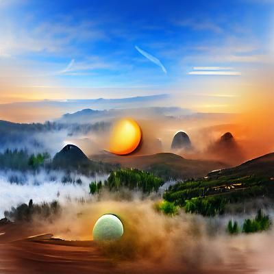 Misty Landscape Generated by AI