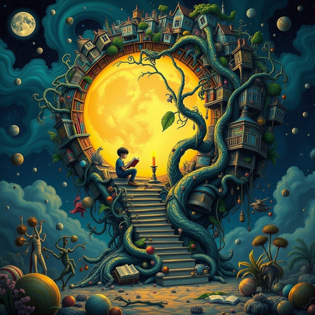 Ethereal Library within the Full Moon