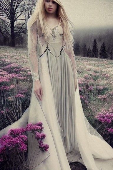 Gothic Androgynous Man in Wedding Gown