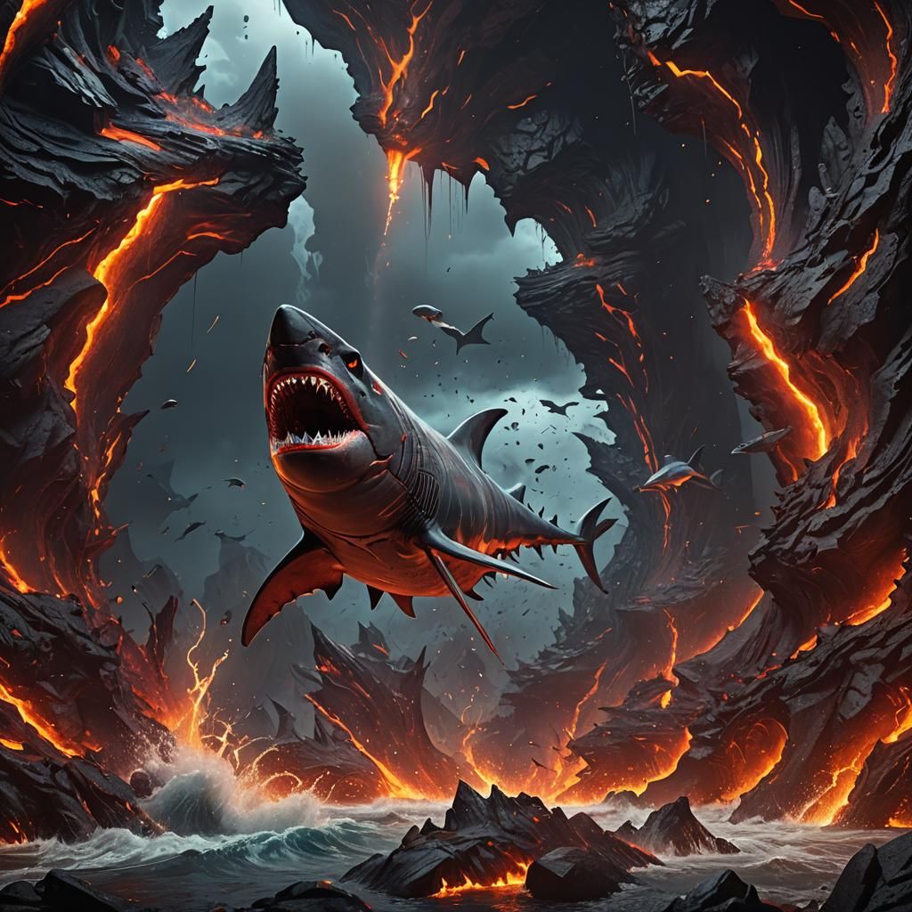 Lava Shark Fantasy Concept Art