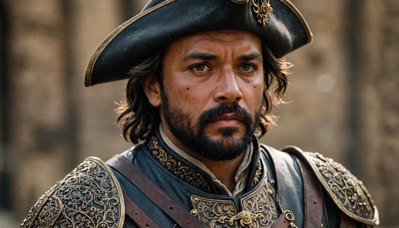 Regal Musketeer Porthos in Intimate Portrait