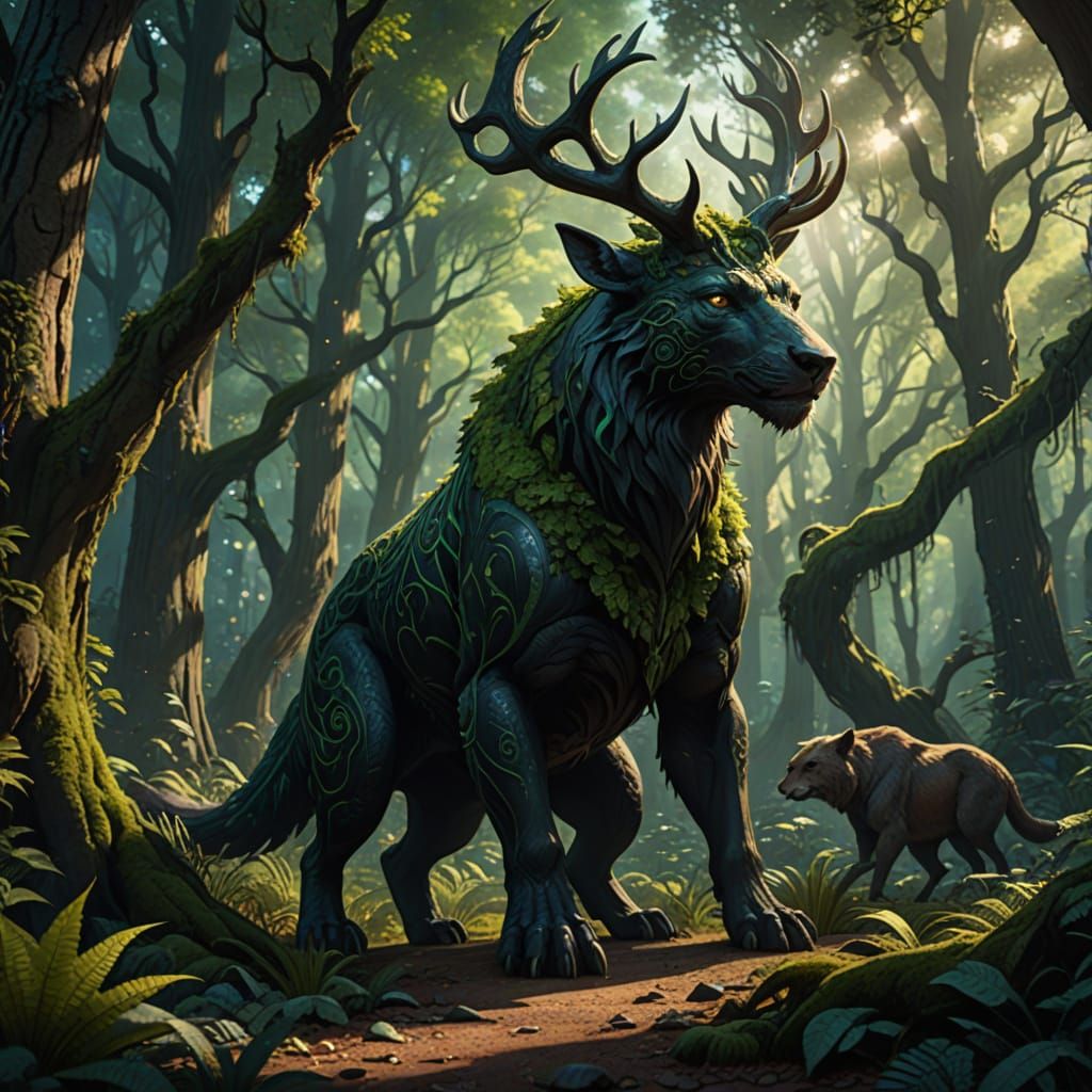 Enchanting Forest School Concept Art with Magical Creatures
