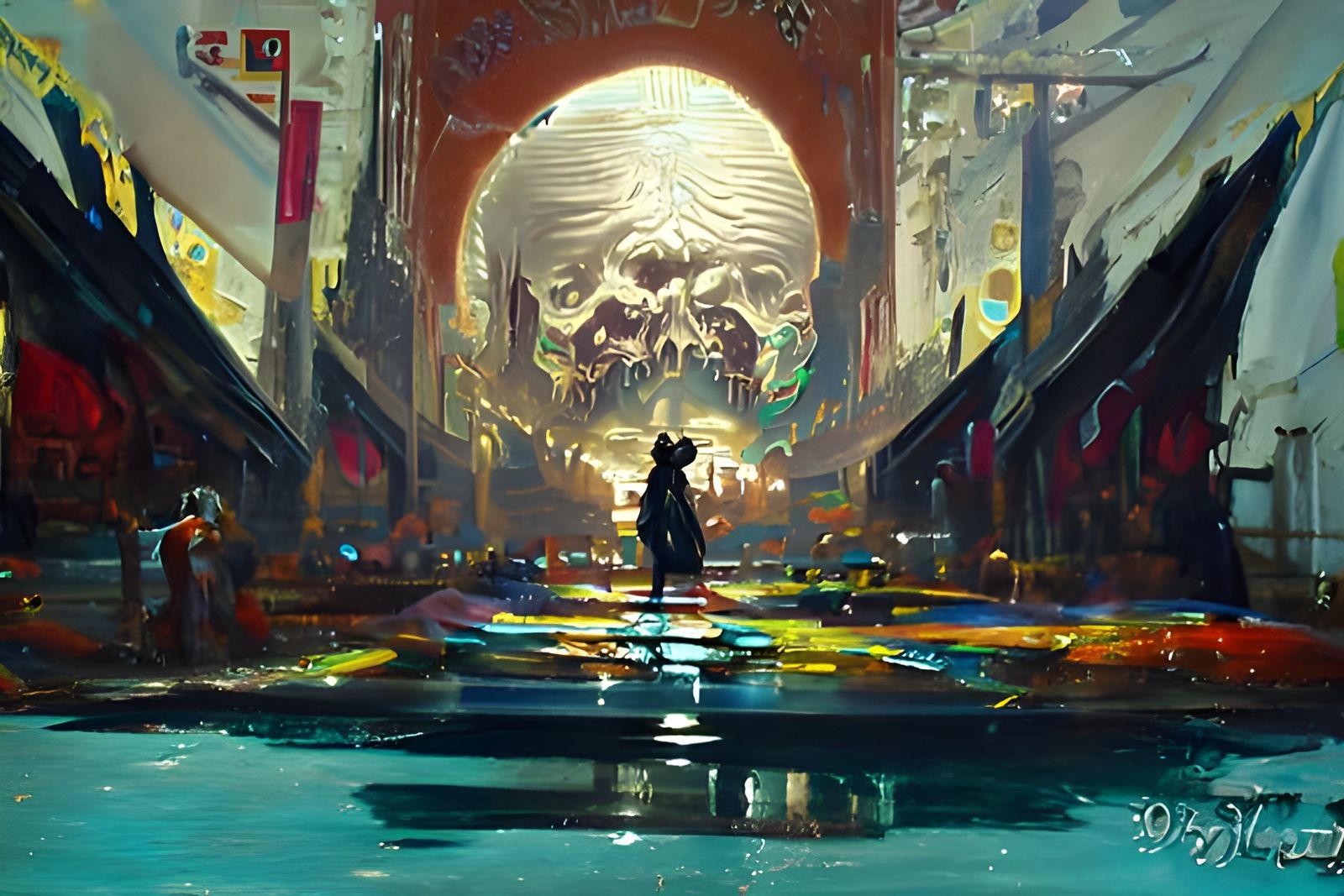 Surreal Steampunk Japanese Game Show, Detailed Painting