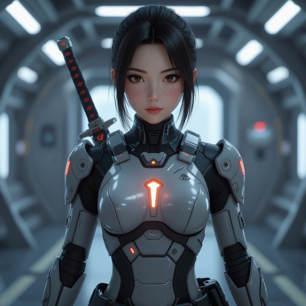 Anime Sci-Fi Warrior Woman with Blade