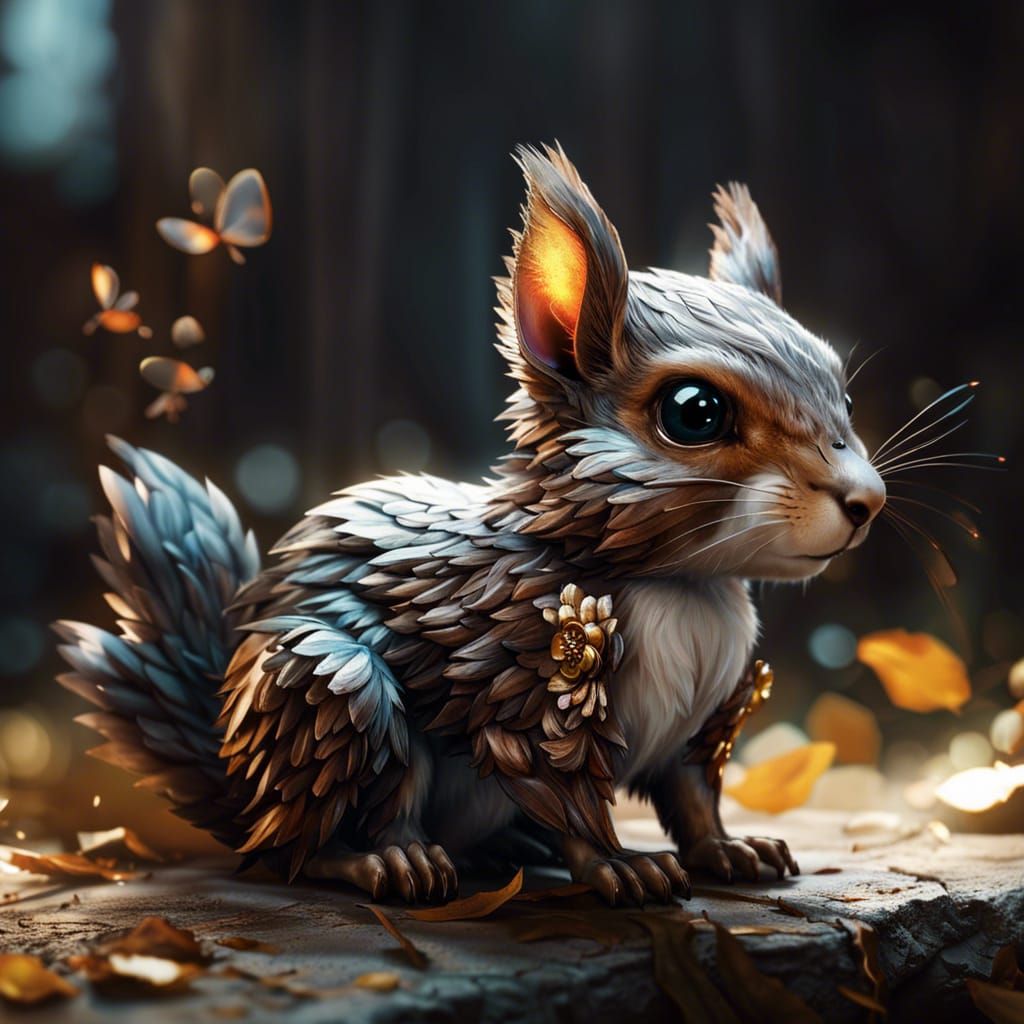 Adorable Winged Squirrel CGI VFX Fine Art