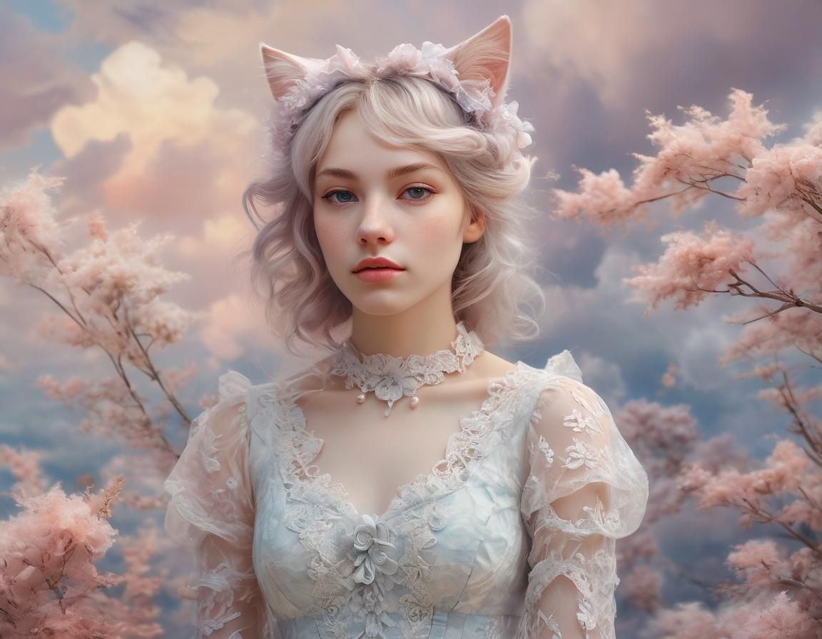 A beautiful young woman with cat ears