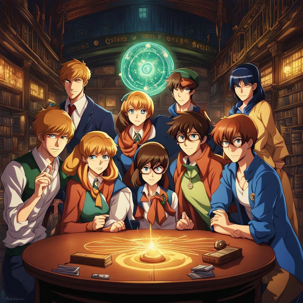 Scooby Gang Solving Mystery in Anime Style
