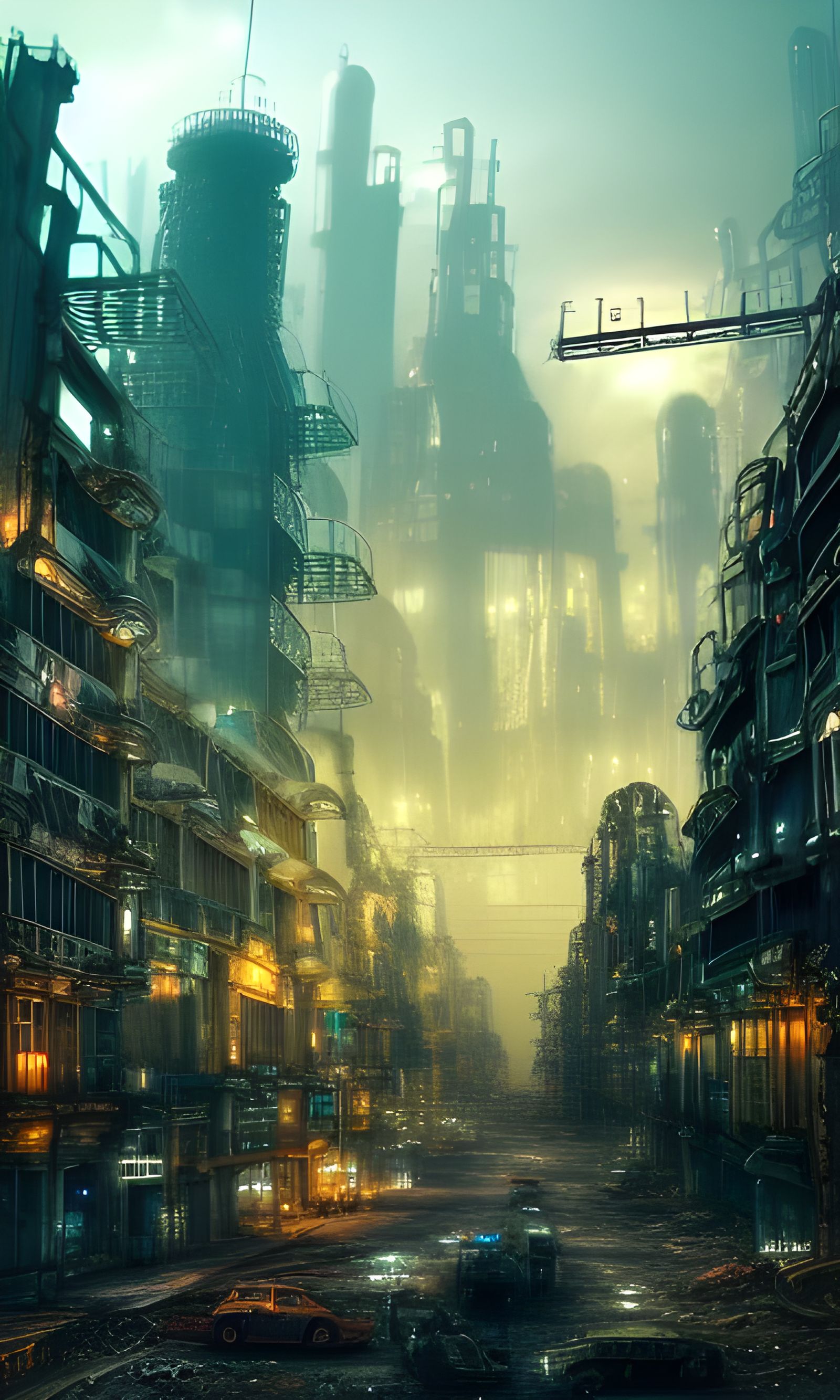 Post-Apocalyptic City with Cyber Rainbow