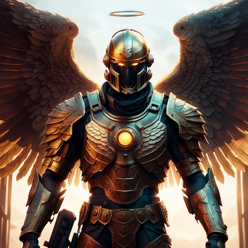 Mystical Male Guardian Angel in High-Fantasy Style