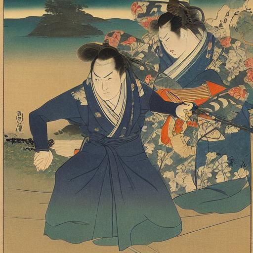 Samurai Drinking Sencha in Ukiyo-e Style