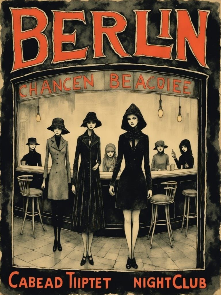 Decadent Berlin Nightclub Poster in Art Deco Style