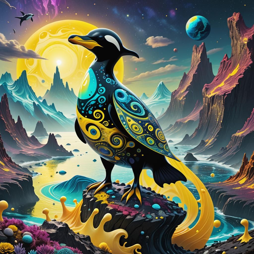 Carnivorous Alien Penguin on Distant Exoplanet