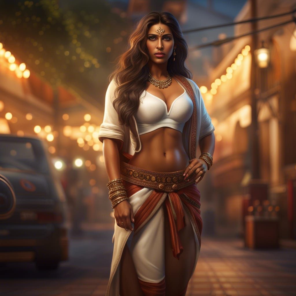 Beautiful Indian Woman in Denim Jacket, 8k Photo