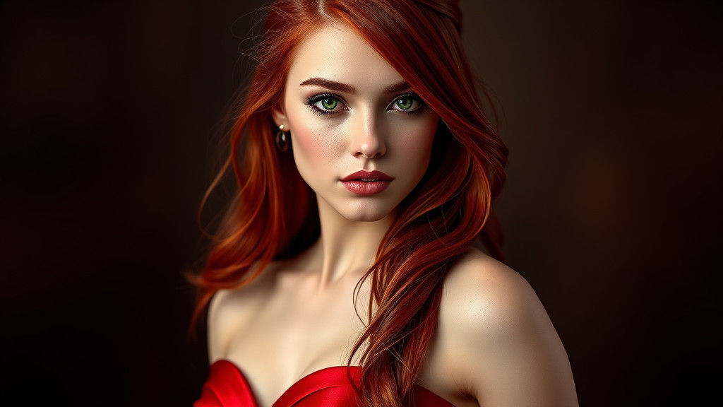 Elegant Redhead Portrait in Art Nouveau Style