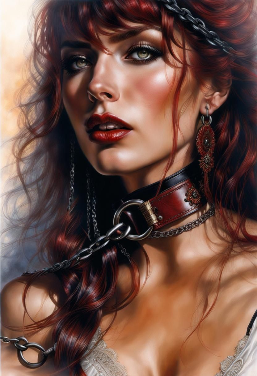 Portrait of Woman with Red Hair and Collar