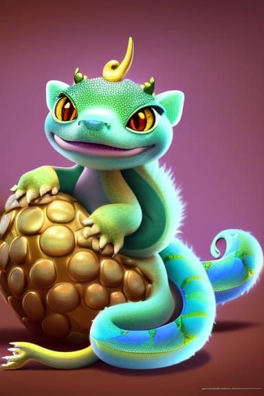 Cute Lucky Baby Dragon in Pixar Style