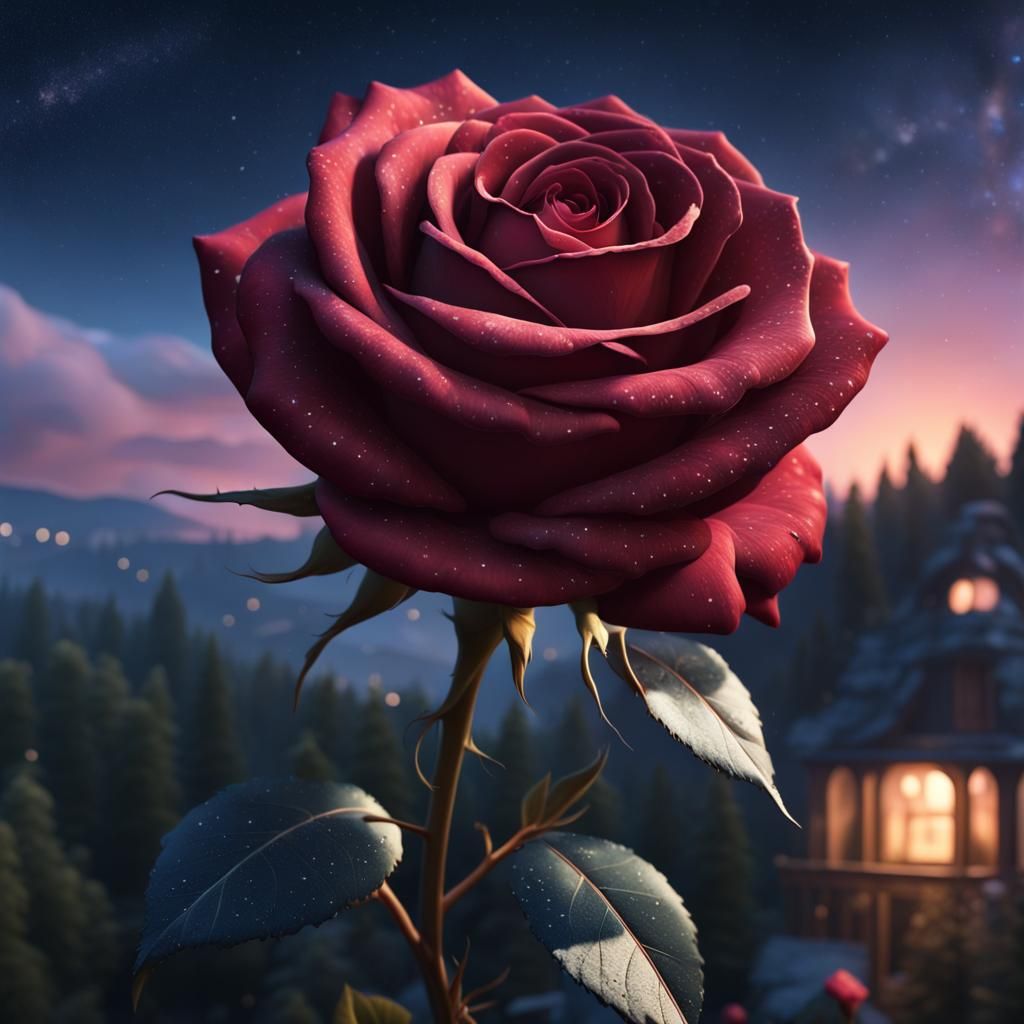 Rose with Starry Night: Fantasy Concept Art